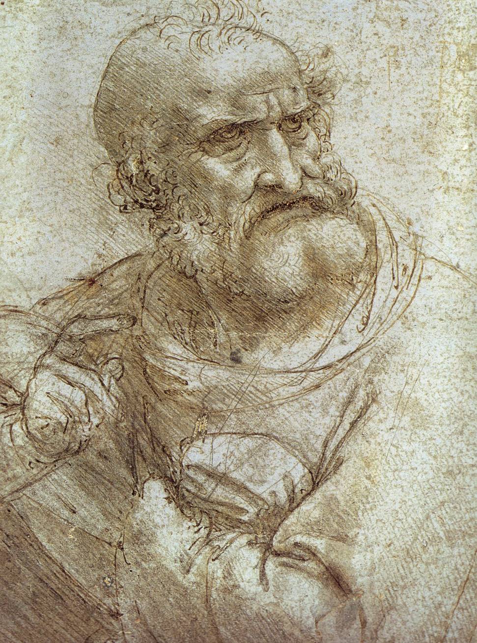 Study of heads for the Last Supper by Leonardo da Vinci, various media, c. 1494-1498