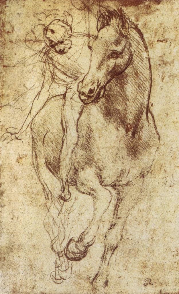 Studies for the Sforza Monument by Leonardo da Vinci, metalpoint and pen, c. 1488-1489