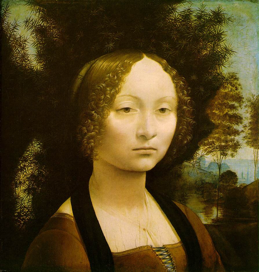Ginevra de Benci by Leonardo da Vinci, oil on panel, c. 1474-1478, National Gallery of Art, Washington DC