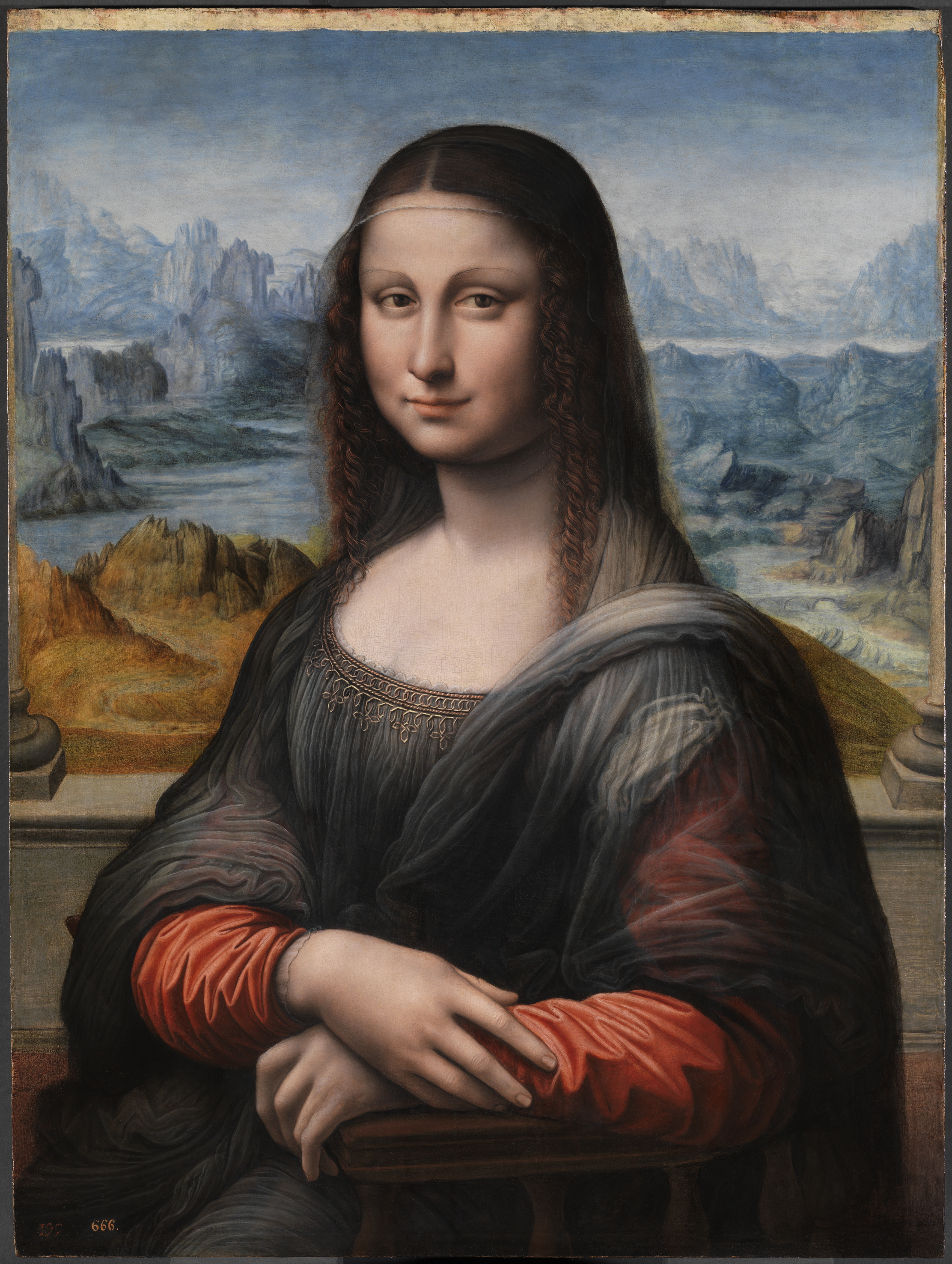 Mona Lisa (Prado copy), attributed to a pupil of Leonardo, oil on walnut panel, c. 1503-1516, Museo del Prado