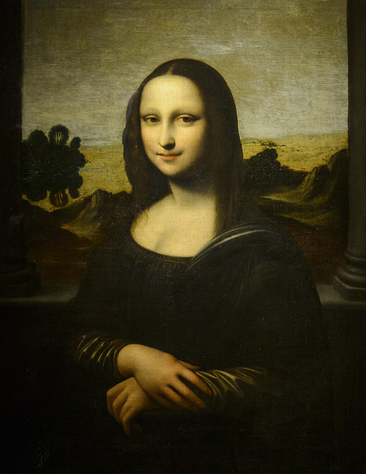 Mona Lisa (Prado copy), attributed to a pupil of Leonardo, oil on walnut panel, c. 1503-1516, Museo del Prado