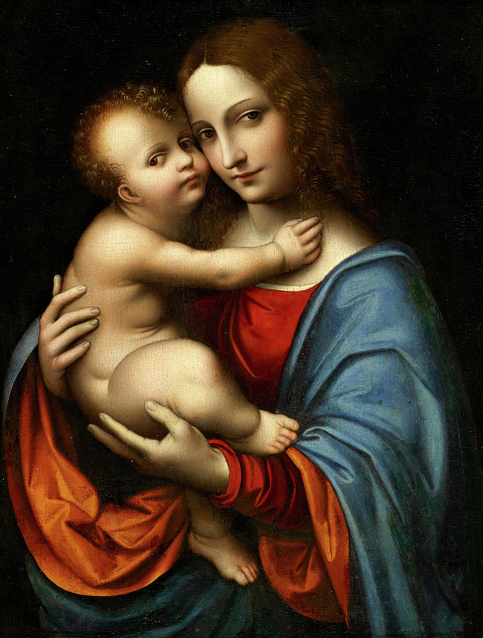 Virgin of the Rocks (Louvre) by Leonardo da Vinci, oil on panel transferred to canvas, c. 1483-1486, Musee du Louvre